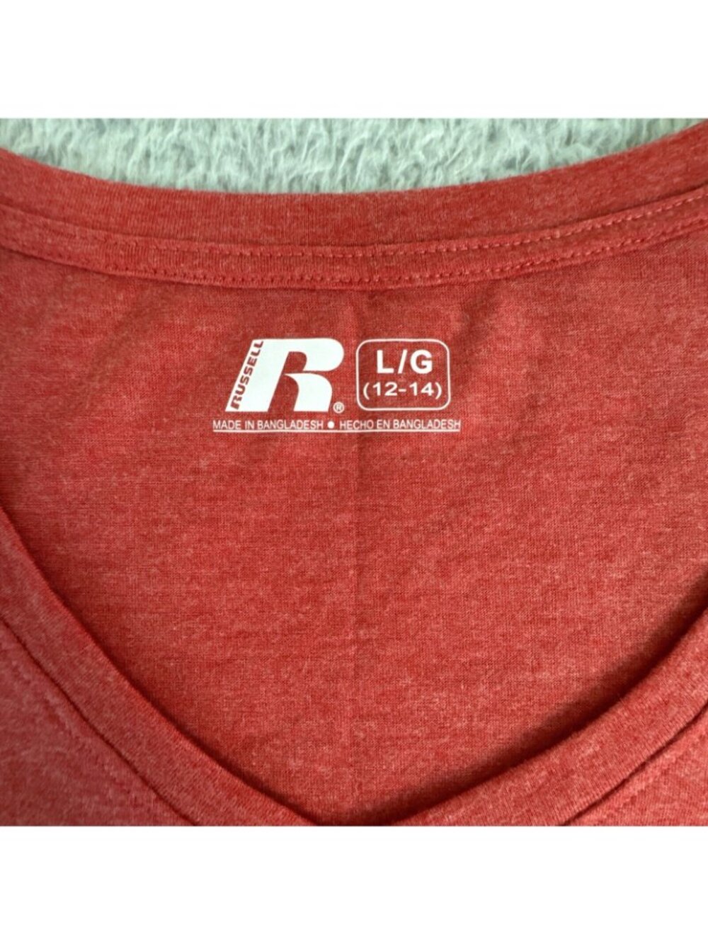 University Of Georgia Bulldogs Womens L/G 12-14 Red V-Neck T-Shirt By Russell - Picture 3 of 10